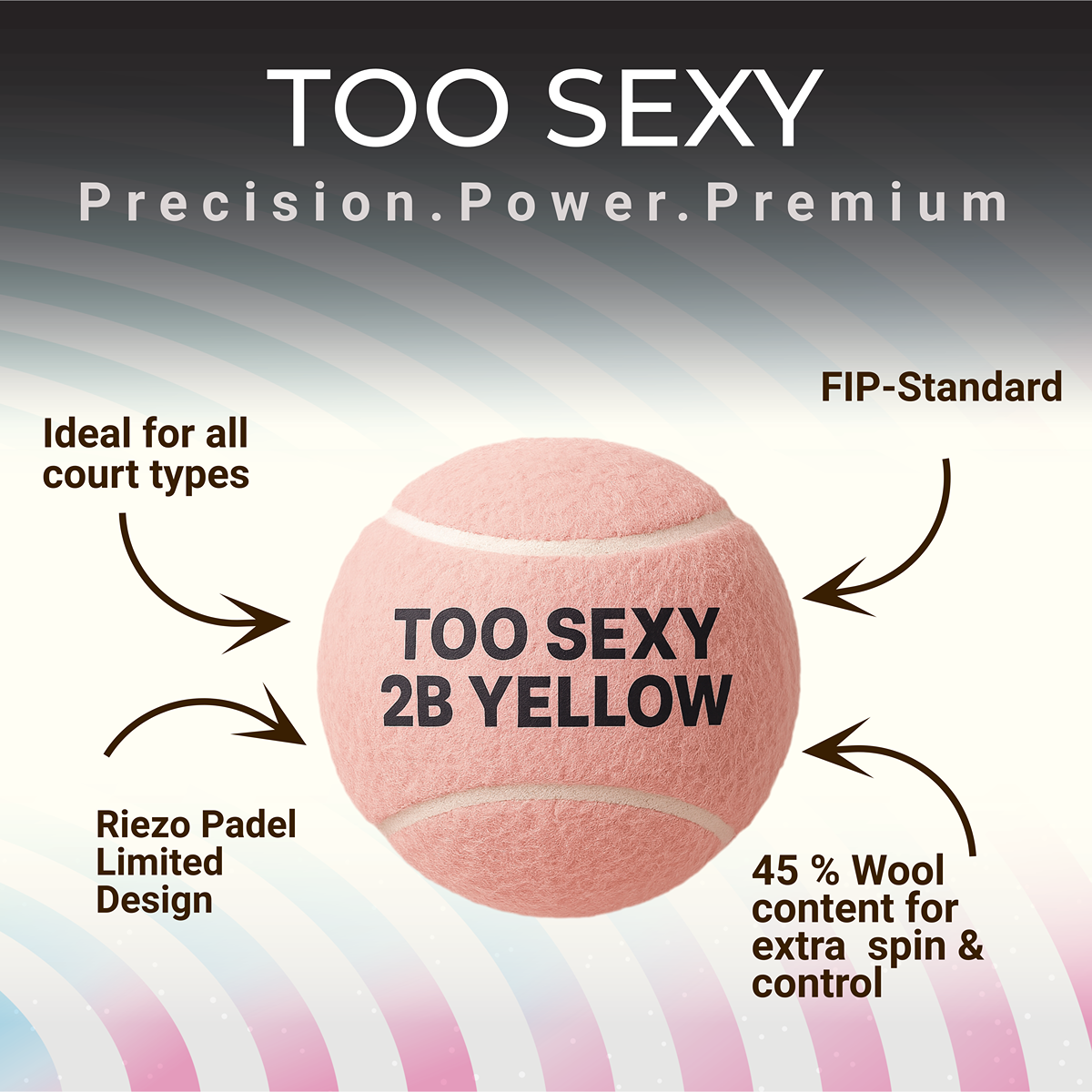 Padelball – Too Sexy 2b Yellow – Rosé-Beige (5er-Bundle = 15 Bälle)