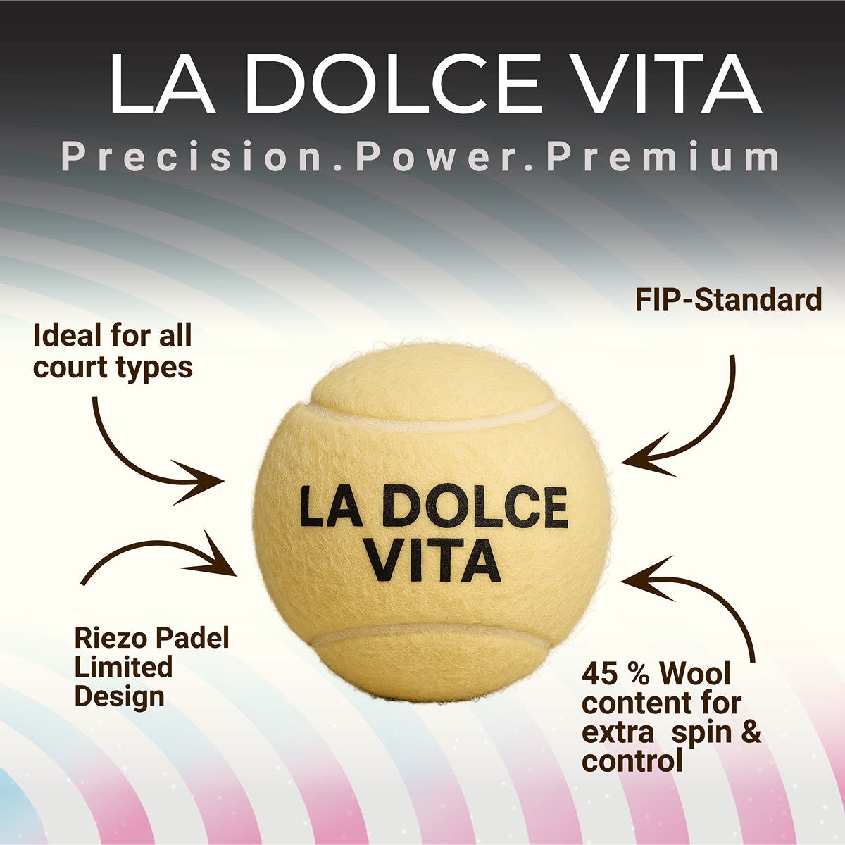 Padelball – La Dolce Vita – Vanille-Beige (5er-Bundle = 15 Bälle)