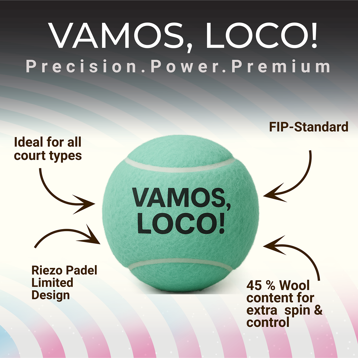 Vamos, Loco! – Mintgrüne Padelbälle – 3er-Pack