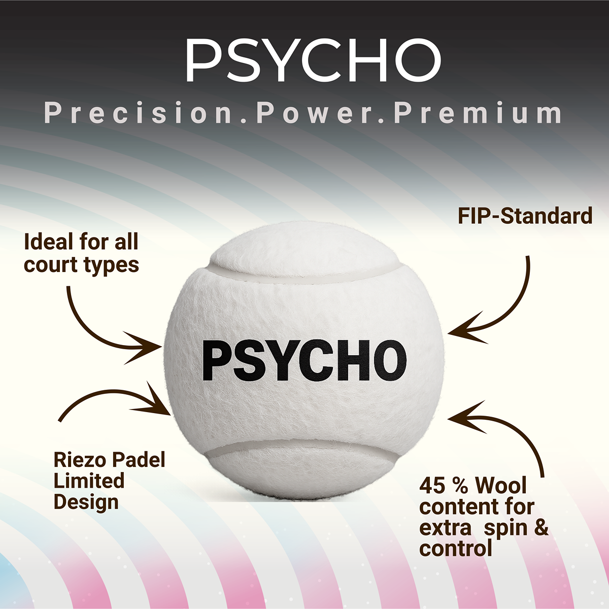 Padelball – Psycho – Weiß (3er-Bundle = 9 Bälle)