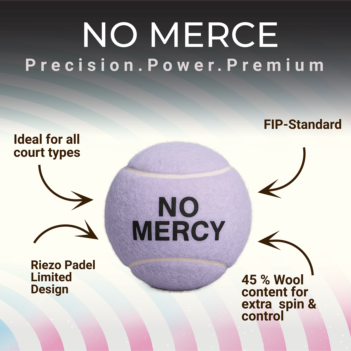 No Mercy – Lavendel-Violette Padelbälle – 3er-Pack