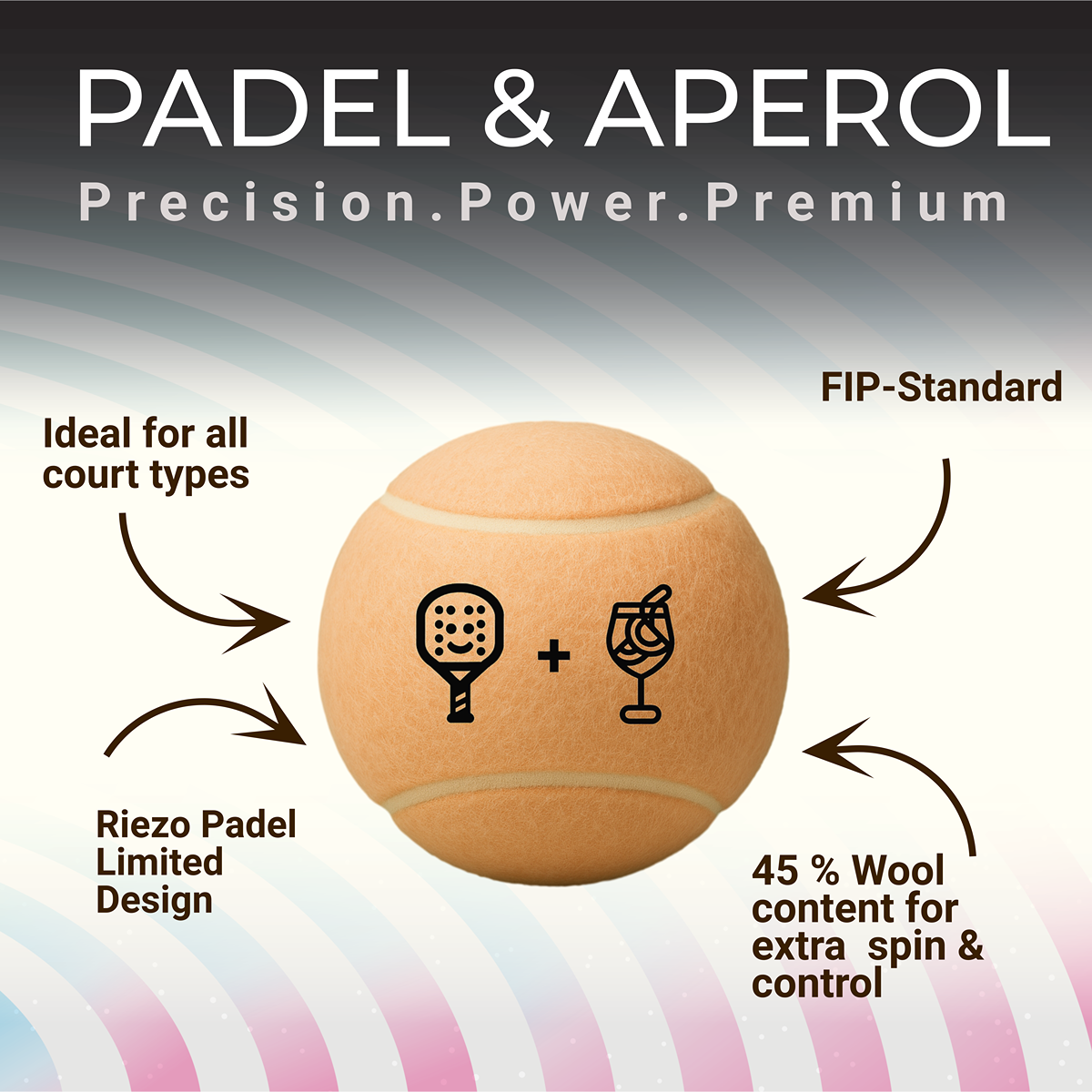Padelball – Smile – Aprikosen Orange (5er-Bundle = 15 Bälle)